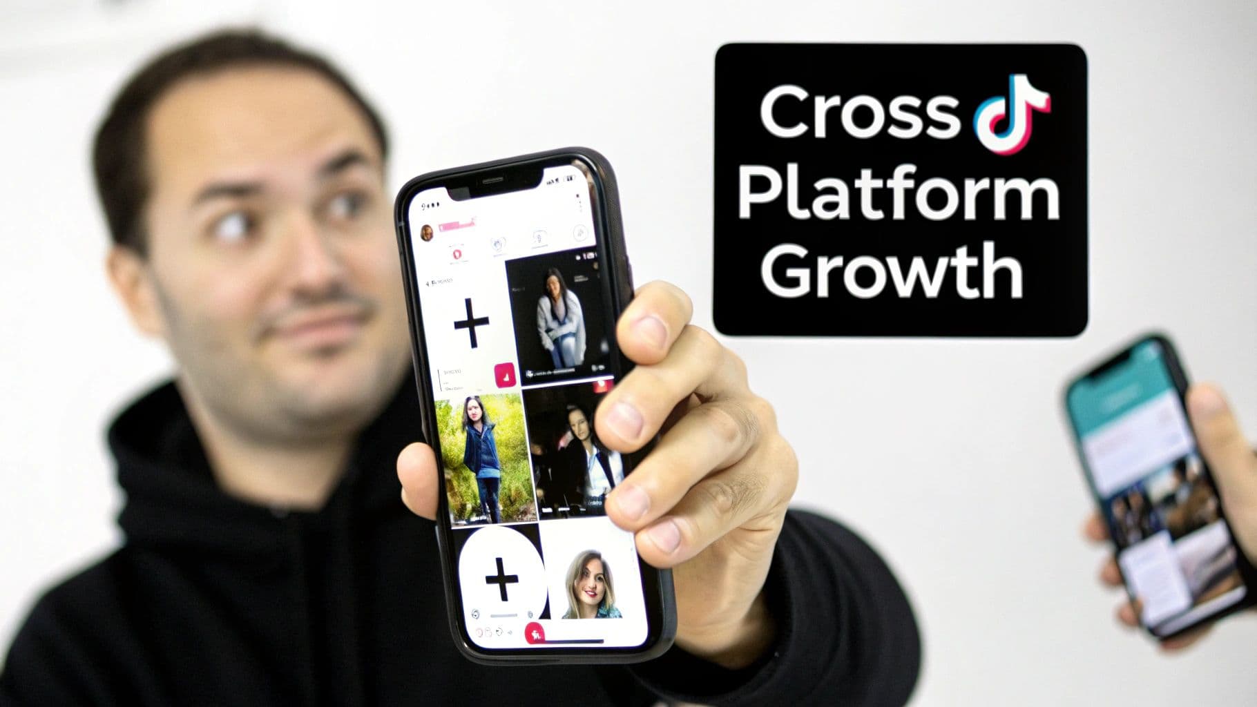 A smartphone displaying a checklist on the screen, symbolizing preparation for linking social media accounts.