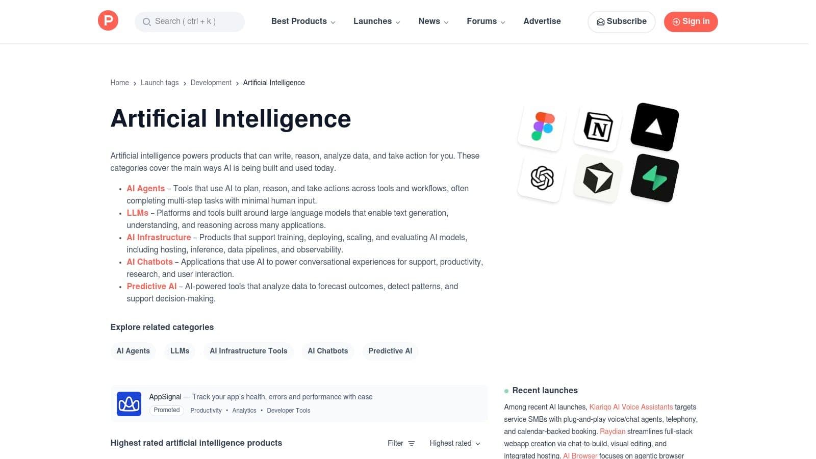 Product Hunt – AI topic