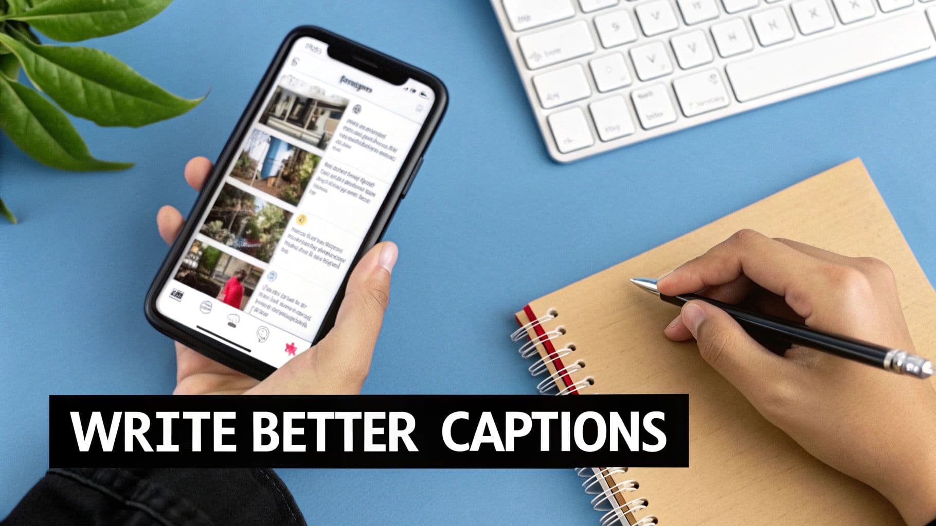 Les mans d'una persona teclejant en un portàtil amb un smartphone al costat, mostrant la interfície d'Instagram.