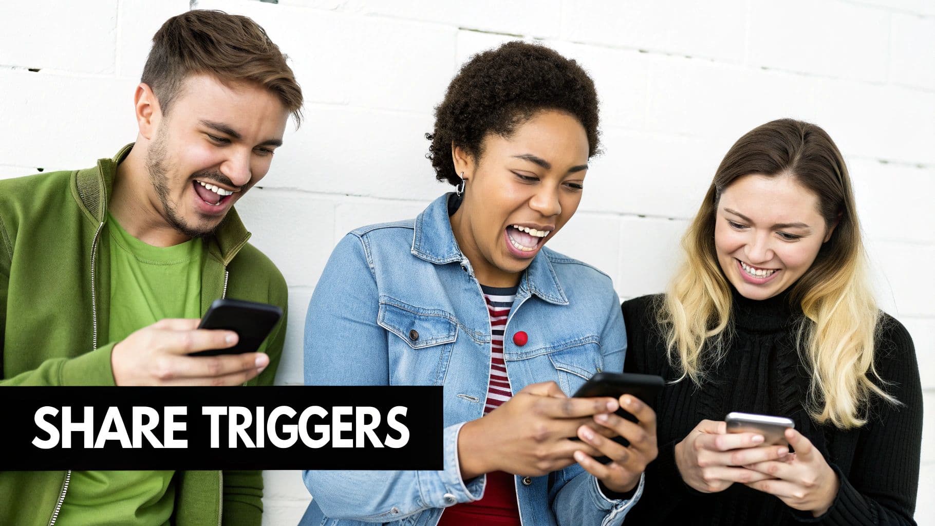 Gent mirant els seus telèfons i reaccionant amb sorpresa i rialles