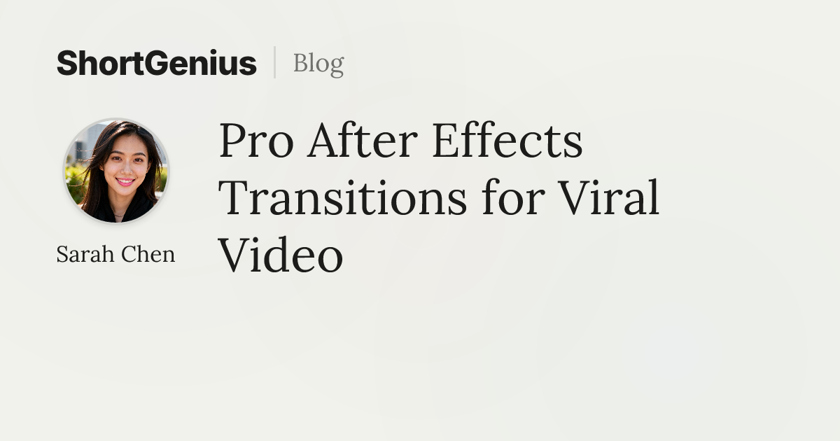 Pro After Effects Transitions for Viral Video