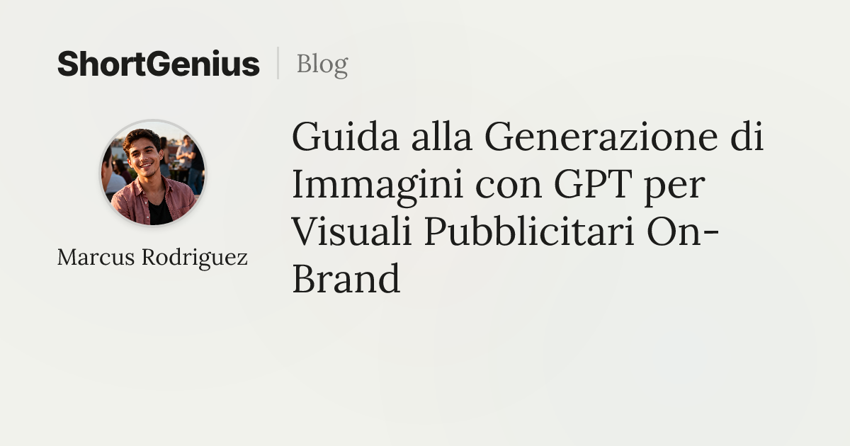 Guida alla Generazione di Immagini con GPT per Visuali Pubblicitari On ...