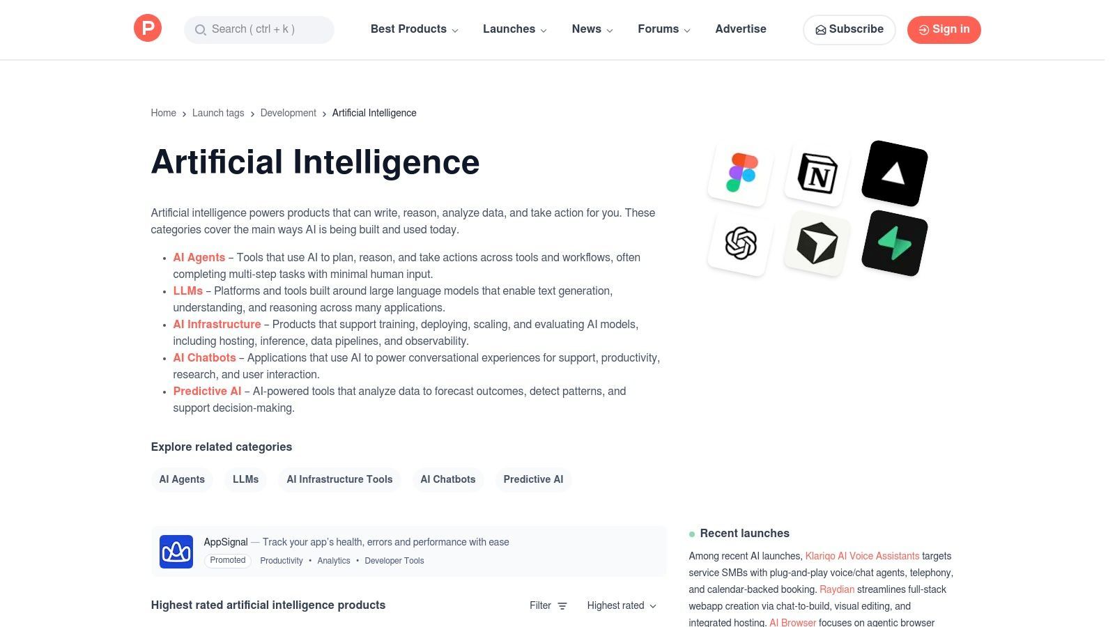 Product Hunt – AI topic