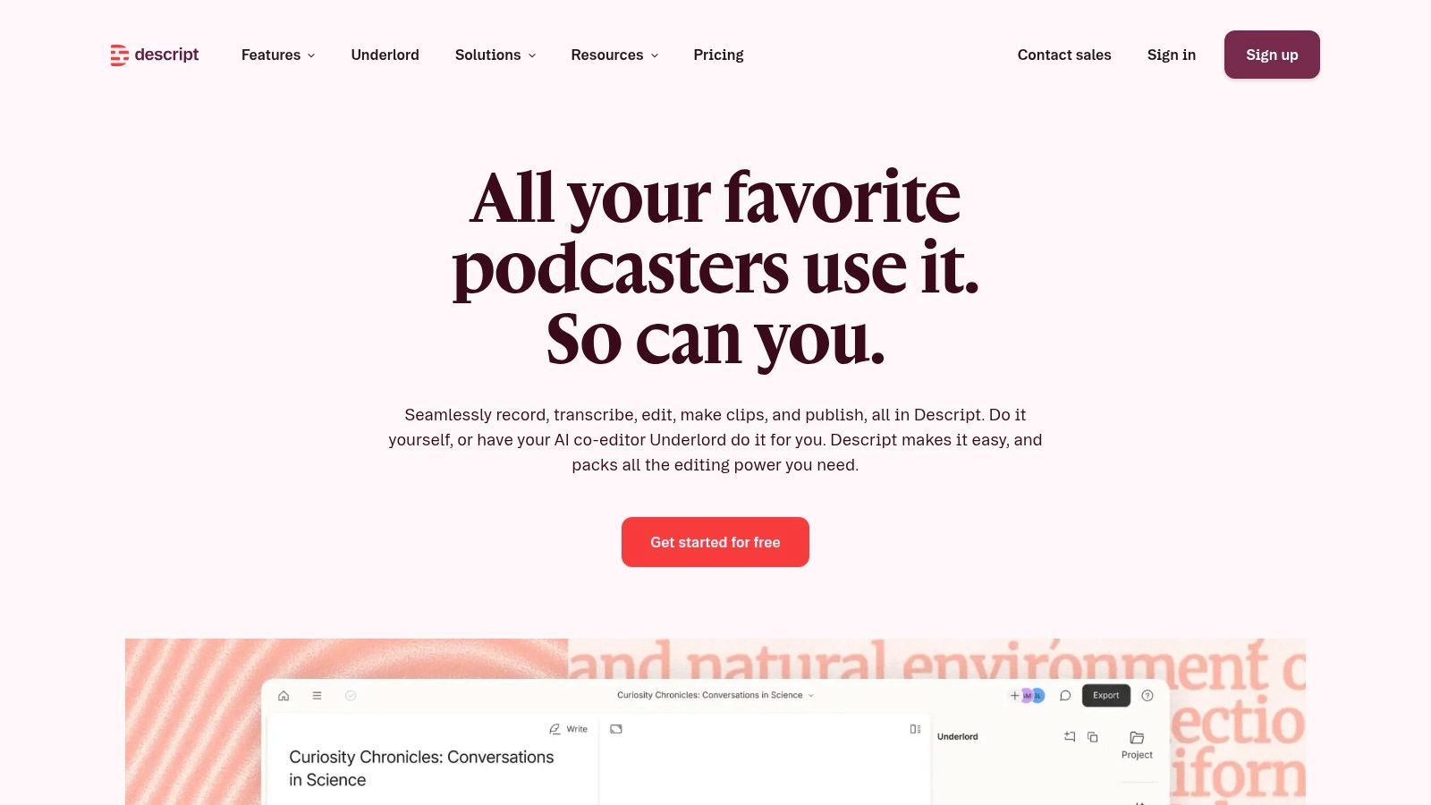 Descript training video creator