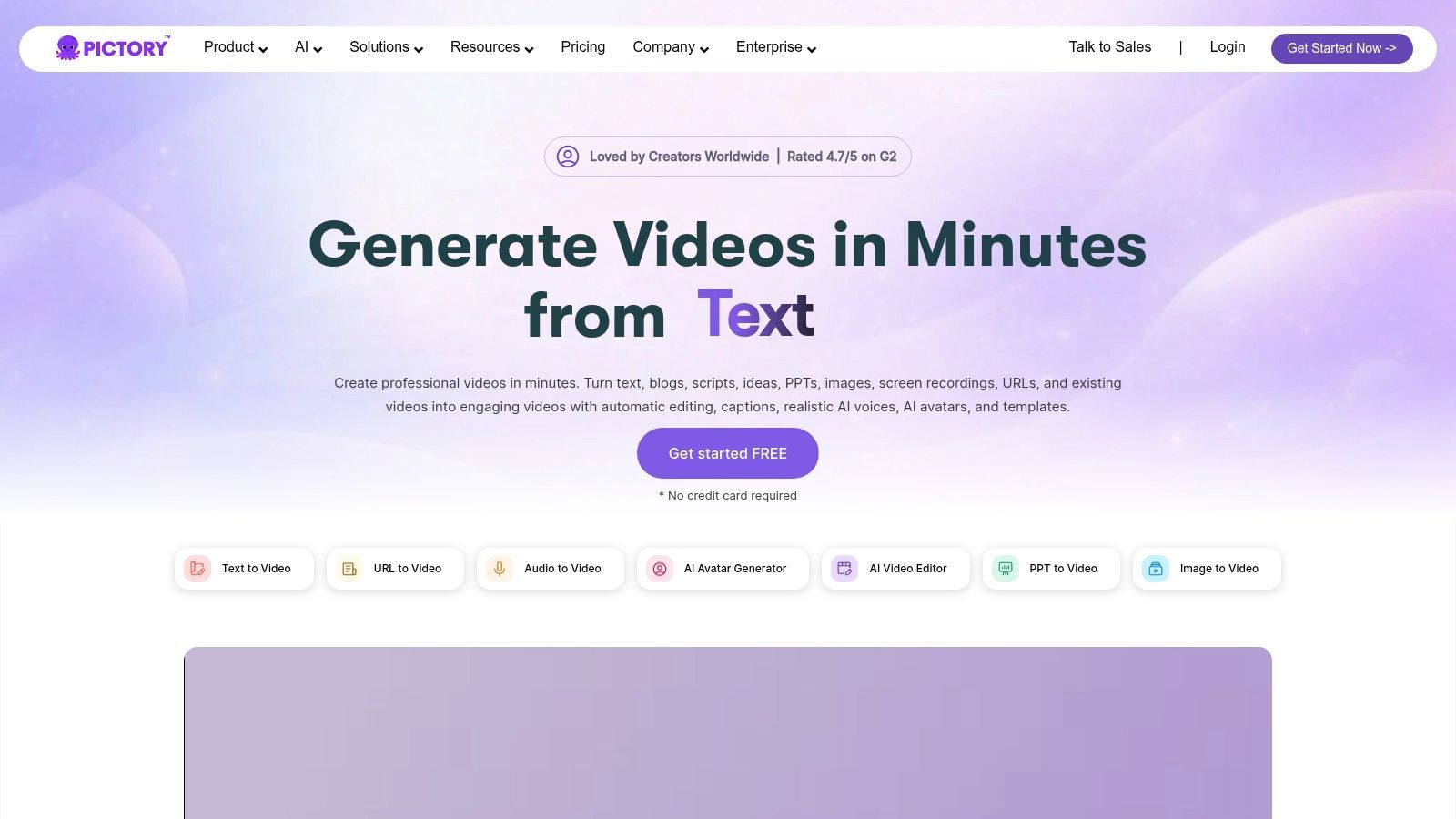 Pictory AI video creation platform