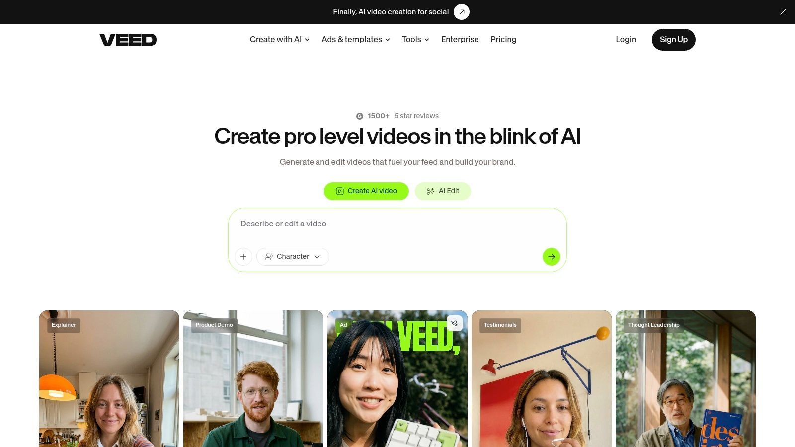 VEED AI video editor and generator