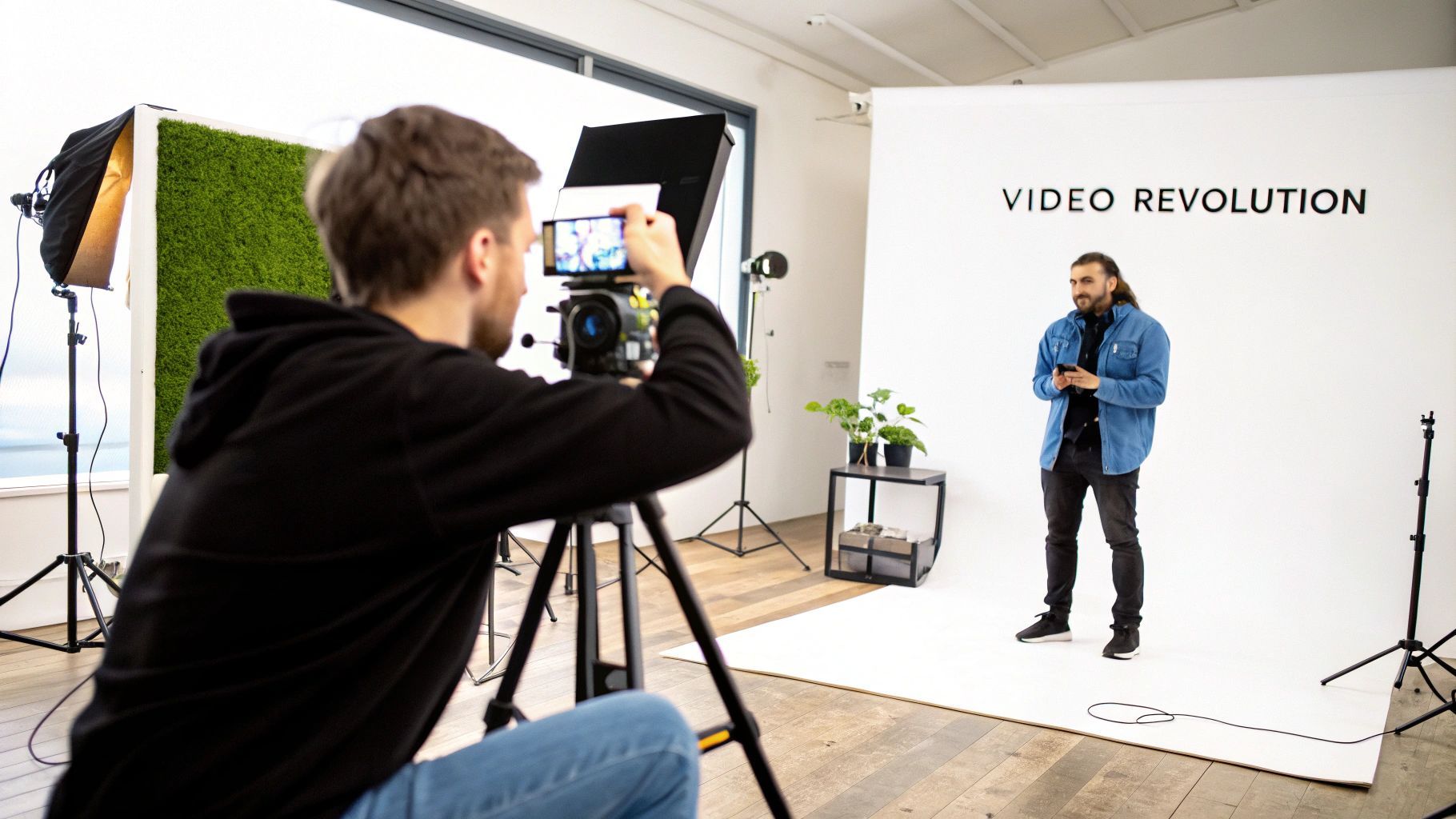 A person working on a script to video project at their desk