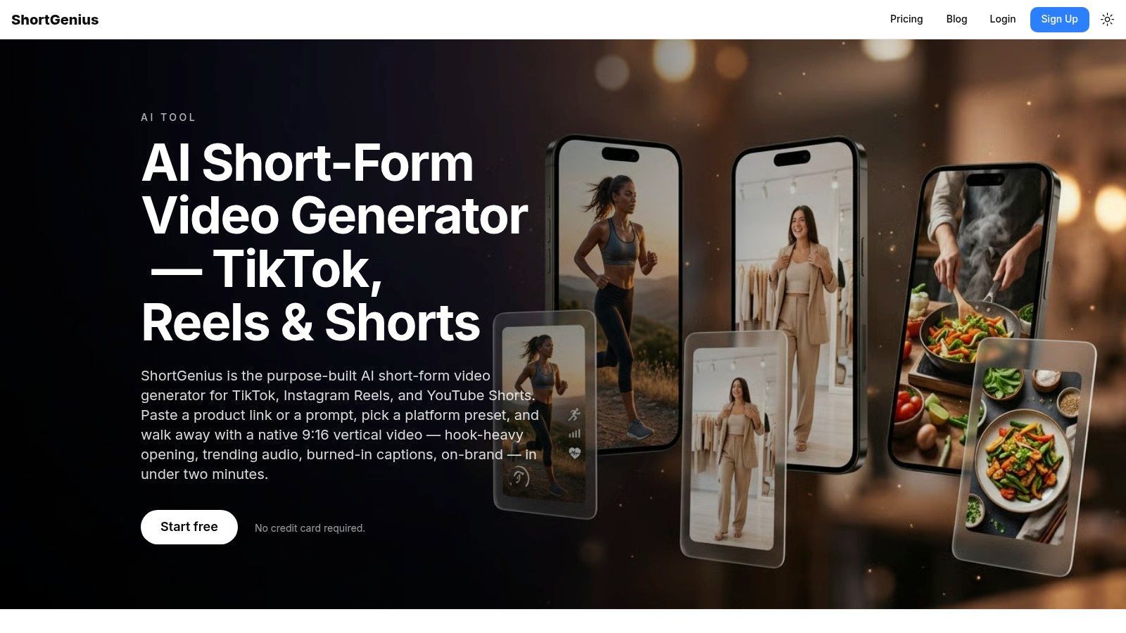 AI Short-Form Video Generator, TikTok, Reels & Shorts
