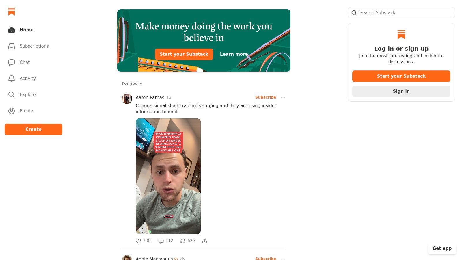 Substack (Paid Newsletters + Media)