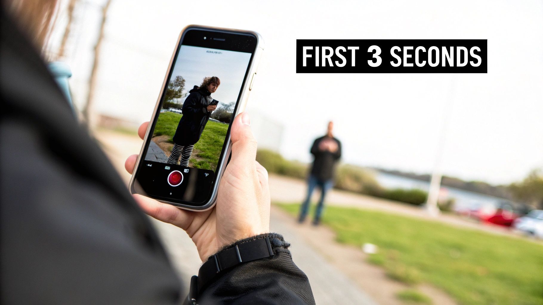 ایک شخص سمارٹ فون پکڑے ہوئے، شارٹ، دلچسپ عمودی ویڈیوز کی فیڈ سکرول کرتے ہوئے