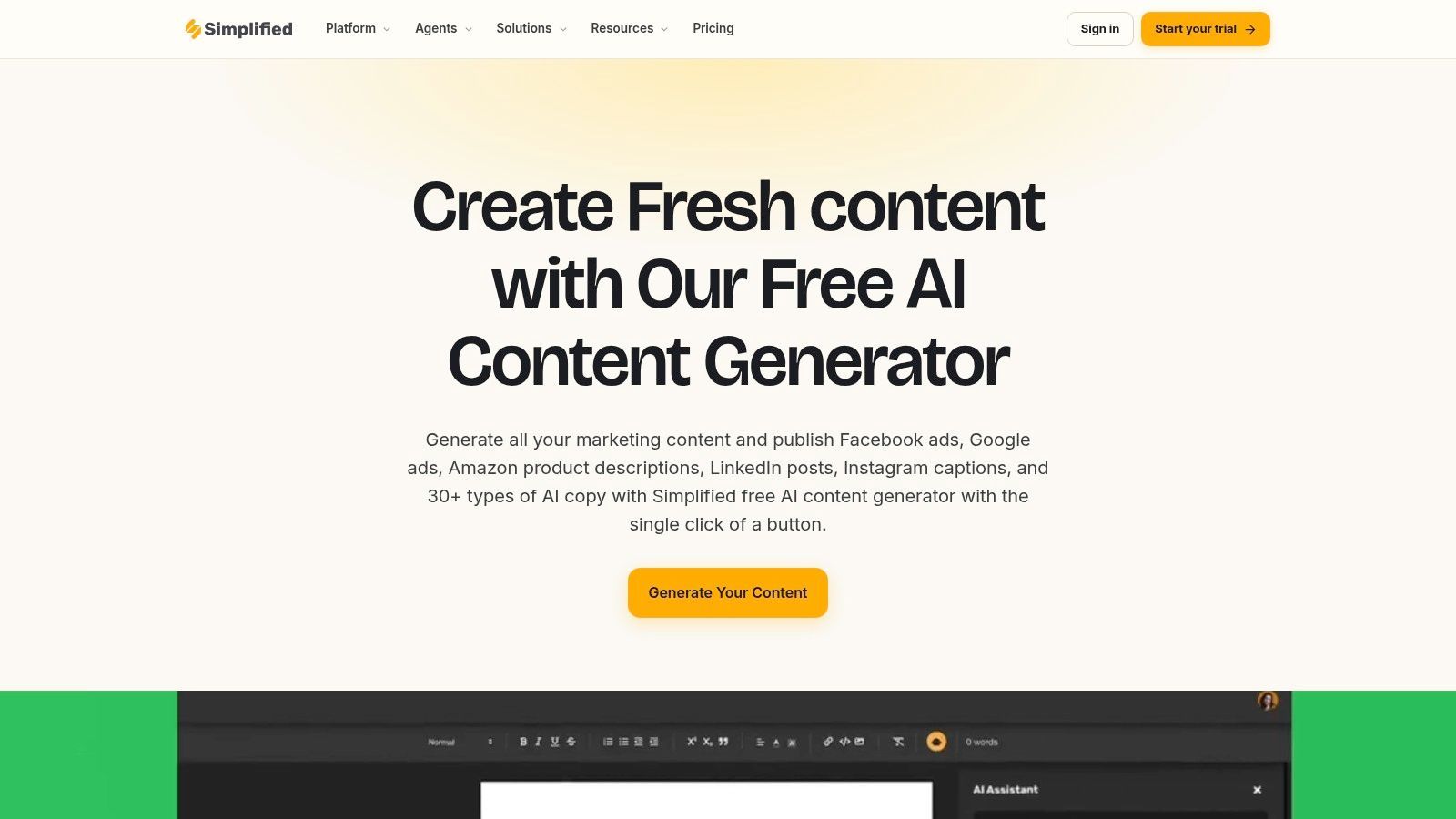 Simplified – Free AI Content Generator + Social Suite