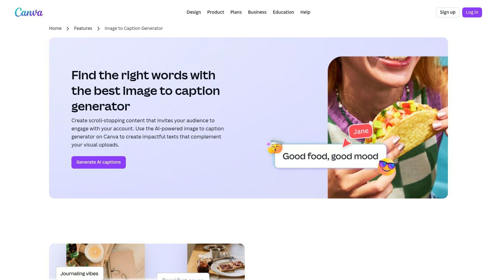 Canva – AI Caption Generator / Magic Write