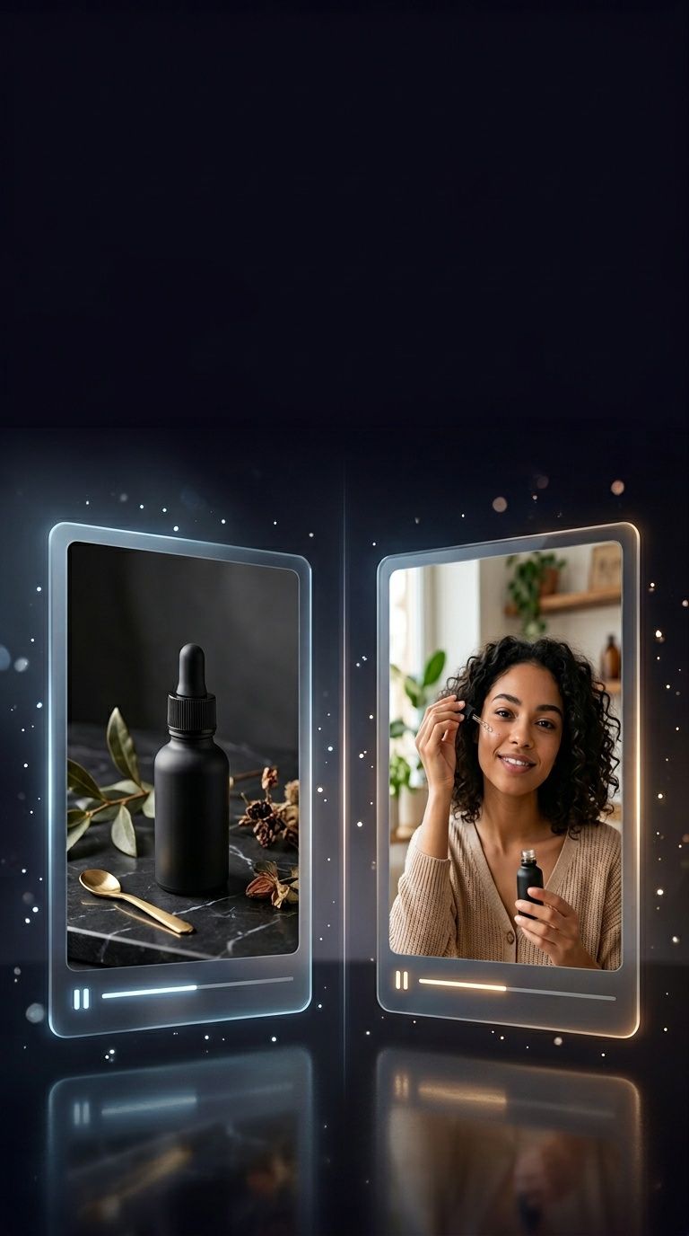 Dos creatius d'anuncis UGC IA disposats un al costat de l'altre, representant una comparació entre ShortGenius i Arcads